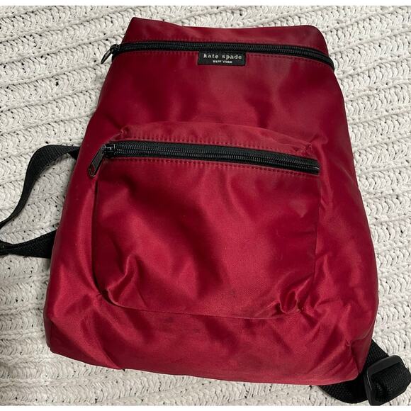 Kate Spade Mini Backpack Nylon Red Black Straps Retro 90s Y2K Zippered Pouches Kate Spade Mini Backpack Nylon Red Black Straps Retro 90s Y2K Zippered Pouches